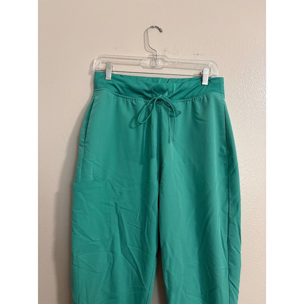 Mandala Women's Medium Teal Green Scrub Joggers High Waist Pocket Drawstring